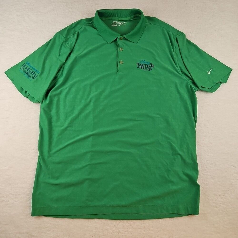Men’s Nike Green Short Sleeve Polo Shirt with Disney Fantasy Logo